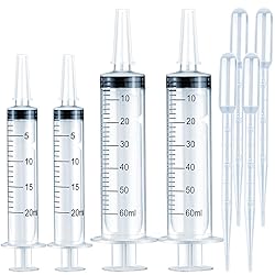4 Pack Large Syringes for Liquid, 20ml & 60ml