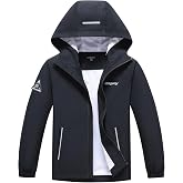 MGEOY Boys Girls Rain Jacket Lightweight Waterproof Hooded Mesh Lined Raincoat Windbreakers for Kids