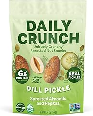 Daily Crunch Sprouted Almonds & Pepitas, Dill Pickle, 4oz | Uniquely Crunchy. Non-GMO, Seed Oil & Dairy Free. 6g Plant Protei