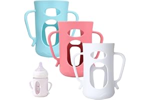 JXMYJR 3Pack Silicone Sleeves Compatible with Pigeon Bottles for 8.1 oz, Anti Breakage Glass Bottle Holder with Handles, Quick Install, Easy to Clean