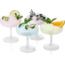 LUNA & MANTHA Martini Glasses Set Of 4, Coupe Glasses Unique