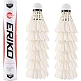 ERIKO 12-Pack Goose Feather Badminton Shuttlecocks with High Stability and Durability,High Speed Badminton Birdies Balls Model 10