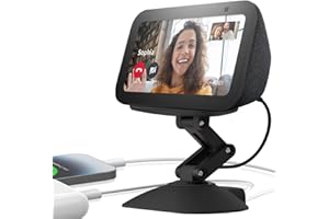Dianves Adjustable Height Stand for Echo Show 5 (3rd gen) with USB-C and Charging Port,Tilt + Swivel Charging Station with Strong Magnetic for Charge Your Cell Phones and Earbuds