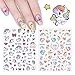 NICOLE DIARY 2 Sheets 3D Nail Stickers Unicorn Colorful Rainbow Star Heart Designed Manicure Nail Art Adhesive Transfer Sticker