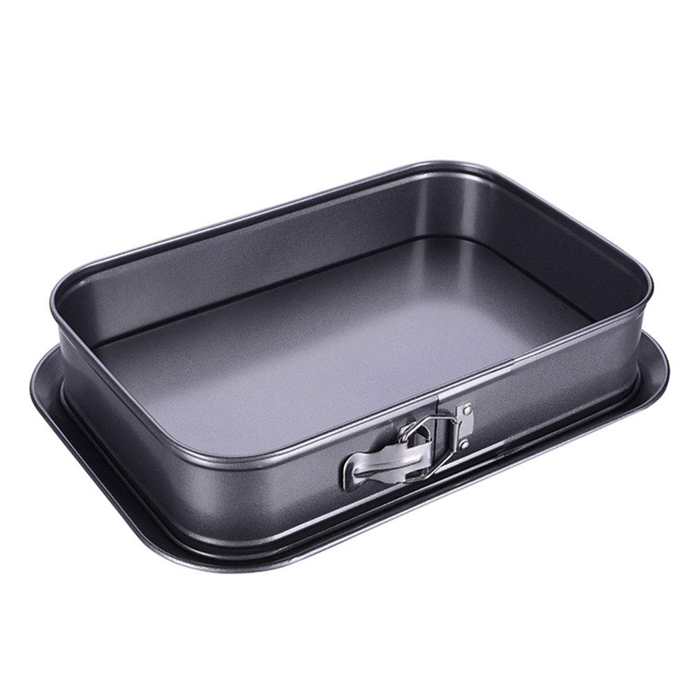 TopHomer Cake Baking Trays Removable Bottom with Buckle Square Deep Cake Bake Tins for Cakes, Tortes, Desserts, Cookie, Cheesecake, Mousse, Quiche(35.5cmx24cmx7.8cm)