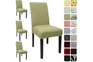 Keyroal Dining Room Chair Covers Set of 4, Stretch Solid Color Parsons Chair Slipcovers Spandex Removable Washable Kitchen Chair Protector Cover for Dining Room, Hotel, Ceremony(Sage Green)