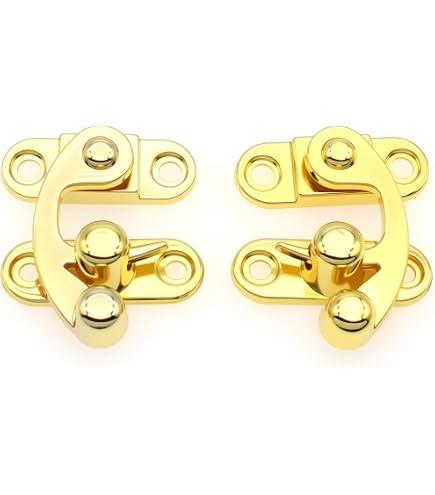 Uxcell 6-Pack Vintage Swing Arm Clasp Latch – 23 X 26mm Right Hook Hasp With Screws, Gold, For Jewelry Boxes, Suitcases, Tool Boxes