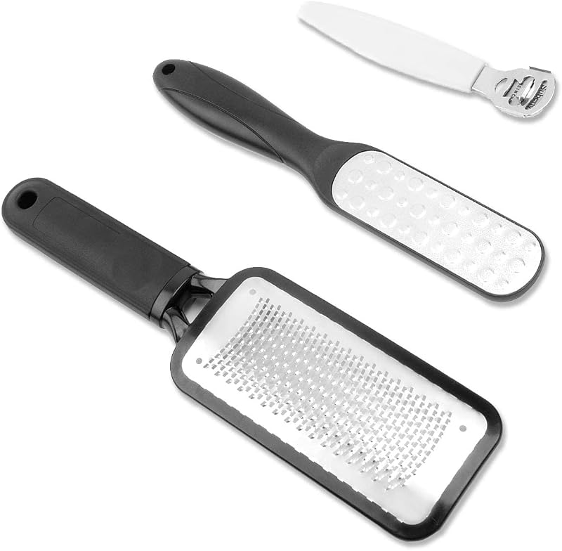 Dualeco Foot File 3Pcs Callus Remover Stainless Steel Rasp Wet Dry Cracked Feet