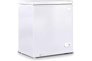 Muhub 5.0 Cu.Ft Deep Freezer, Chest Freezer with Top Open Door, Compact Freezer with Removable Hanging Basket, 7 Level Adjustable temperature,for Kitchen Apartments Office