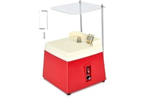 TIEXITOR Stained Glass Grinder with Acrylic Baffle, Portable Glass Art Grinding Machine with 5/8" & 1" Grinder Bits, 4200RPM DIY Tool (Red)