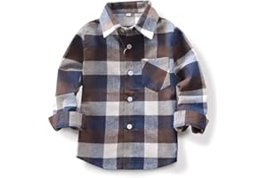 SOBRISAH Men & Boy Button Down Shirt Kid Flannel Shirt Toddler Buffalo Plaid Shirt Boys Western Shirts Long Sleeve Father Son Shirt