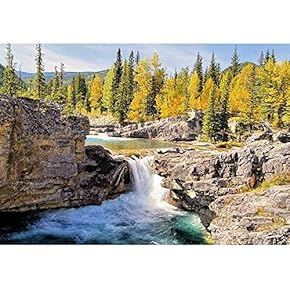 Waterfall in The Kananaskis Region of The Canadian Rockies During Autumn - Removable Wall Mural | Self-Adhesive Large Wallpaper - 66x96 inches