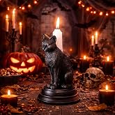 Halloween Gothic Black Cat Candle Holder Statue | Resin Cat Candlestick Holder,Halloween Gothic Tabletop Decor for Home,Dining Table & Party,Witchy Cat Figurine Gift (cat)