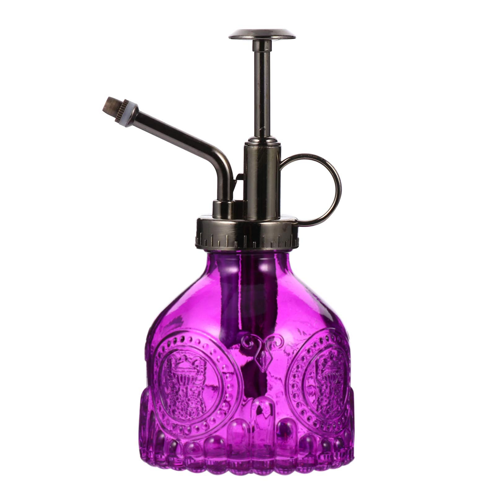 Yardwe Glass Plant Mister Top Pump Succulent Watering Bottle Vintage Plant Watering Can Small Plant Sprayer Mister for Indoor Outdoor Purple