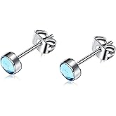 FACOKO G23 Titanium Studs Earrings Hypoallergenic Earrings Women Stud Earrings Nickel Free Dainty Earrings for Sensitive Ears 3mm/4mm/5mm Stone Size Options