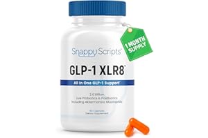 Snappy Scripts GLP-1 Supplement Weight Loss Akkermansia Gut Health 2.6 Billion AFU 4 in 1 Prebiotic Probiotic Postbiotic XLR8 Berberine Korean Ginseng Expert Led Formula for Women & Men 60 Capsules