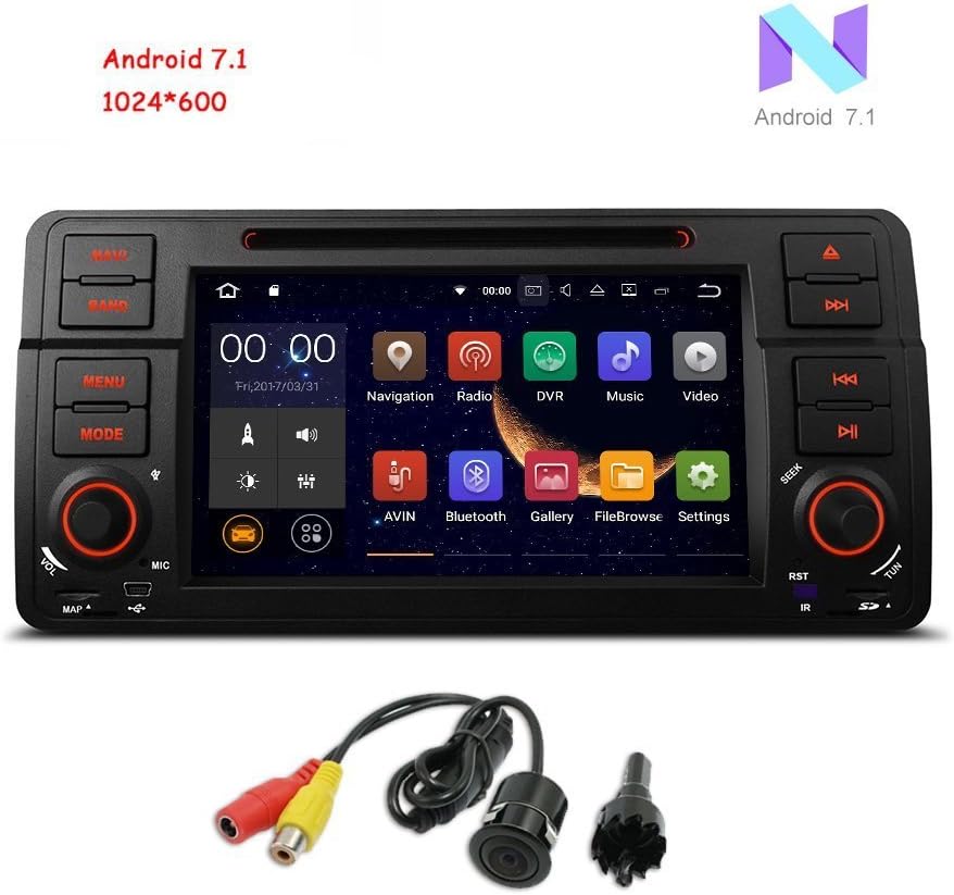 Freeauto for BMW E46/320/325 Quad Core 7" Android 7.1 Car Stereo Multi-touch Screen Radio CD DVD Player GPS 1080P Video Screen Mirroring OBD2 Wifi CANbus Tire Pressure Monitoring Rear Camera
