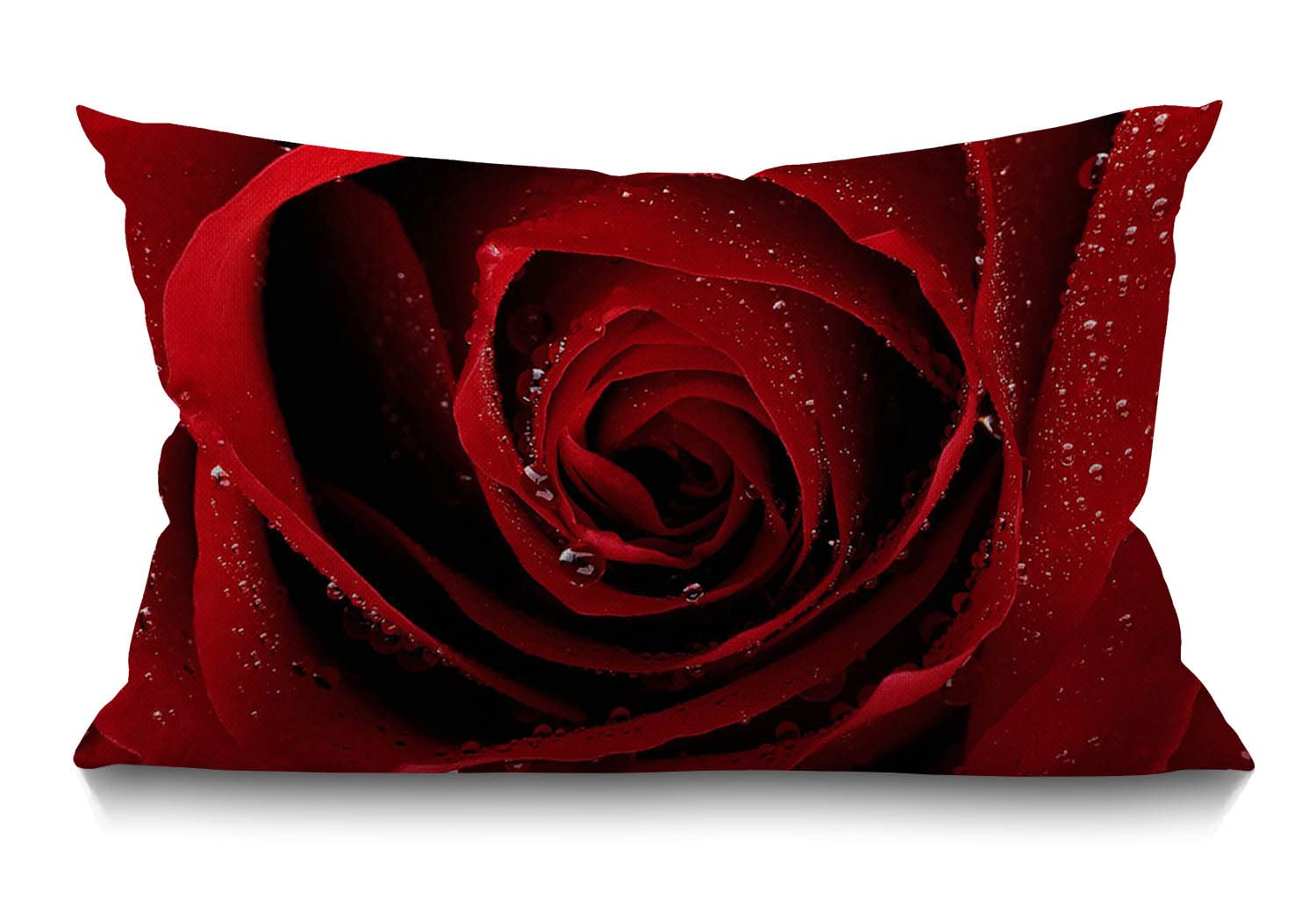 BGBDEIA Cushion Cover Red Rose Cotton Linen Throw Lumbar Waist Pillow Case Pillow Cover Home Office Decorative Rectangle 12 X 20 Inches 30 x 50 cm