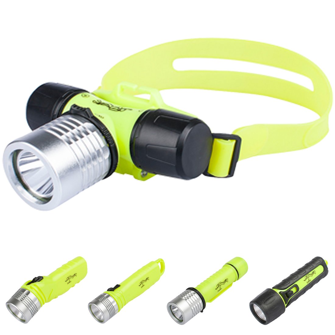 Three trees Underwater Diving Headlamp,3W 110 Lumens Waterproof LED Light,Slide Switch Safety Waterroof Underwater Buckle Headlamp,For Scuba Diving Outdoor Under Water Sports