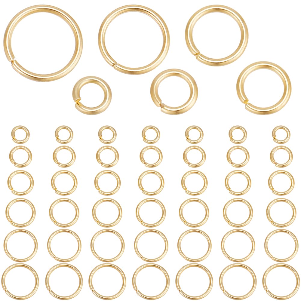 Beebeecraft 1 Box 300Pcs 5/6/7/8/9/10mm Open Jump Rings 24K Gold Plated Stainless Steel Single Loop Jump Ring Round Connector Rings for Bracelet Necklace Jewellery Making