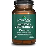 Prominent Nutrition S-Acetyl L-Glutathione 100mg, 60 Capsules | 69% Higher Glutathione Levels vs Regular Glutathione, Liver, Antioxidant &amp; Immune Support, Emothion, Non-GMO &amp; Vegan
