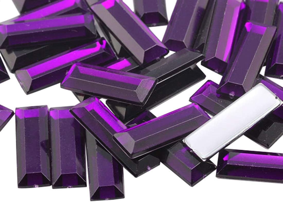 Allstarco 22x7mm Purple Amethyst .NAT02 Baguette Flat Back Rectangle Acrylic Rhinestones Plastic Gems for Crafts Costume Embelishments Card Making Jewels Jewelry Making Cosplay Jewels 40 PCS