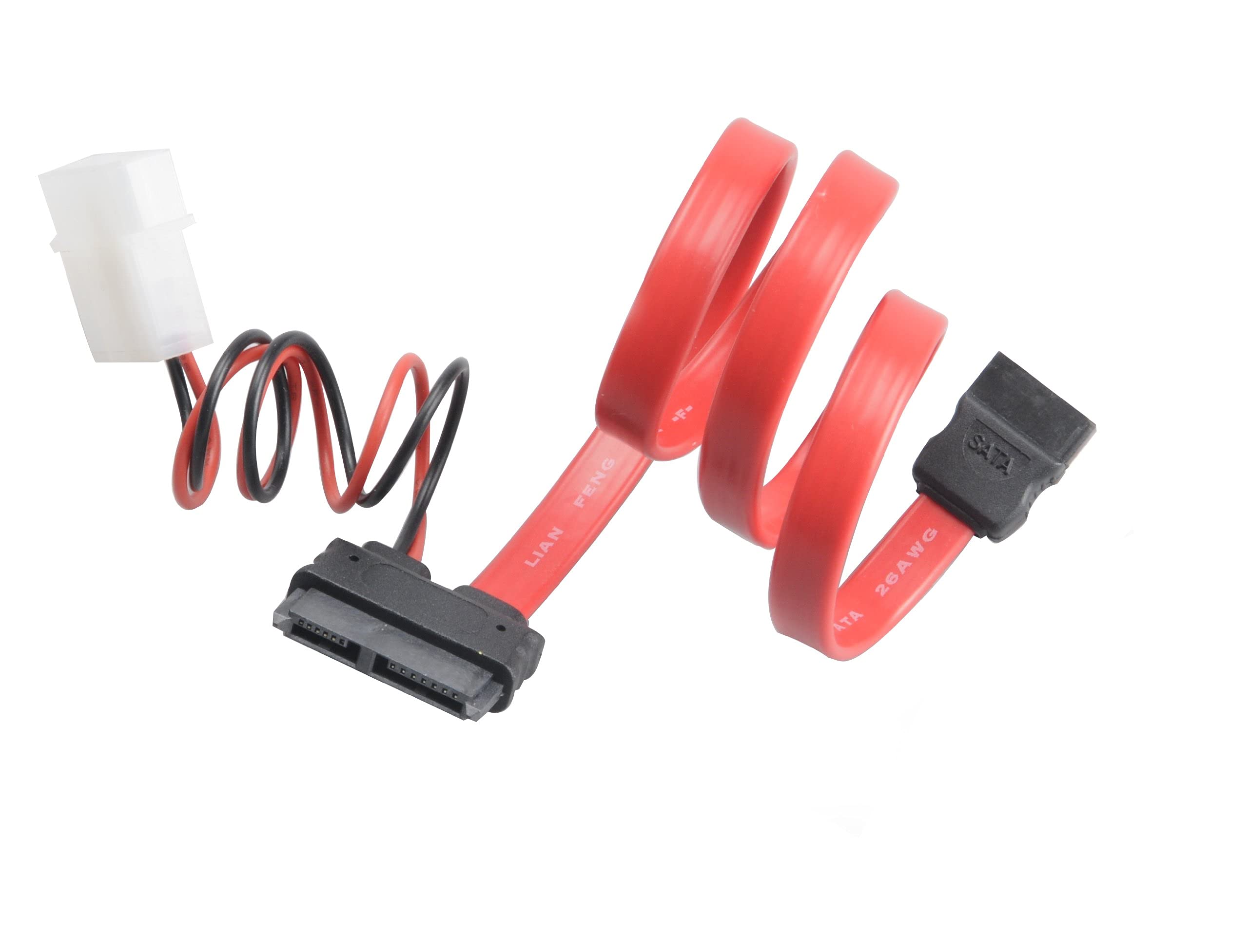 Akasa 20cm SATA Cable for Slimline Opticals | SATA Data & SATA Power Cable Converter | 200mm | AK-CB050