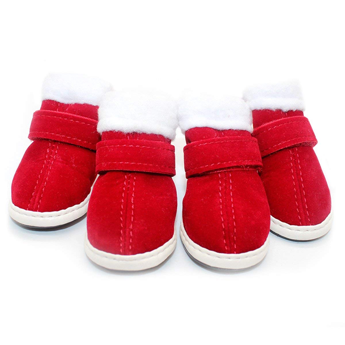URBEST 2 Pairs Santa Red Puppy Nonslip Soft Christmas Cute Warm Winter Dog Shoes Boots S