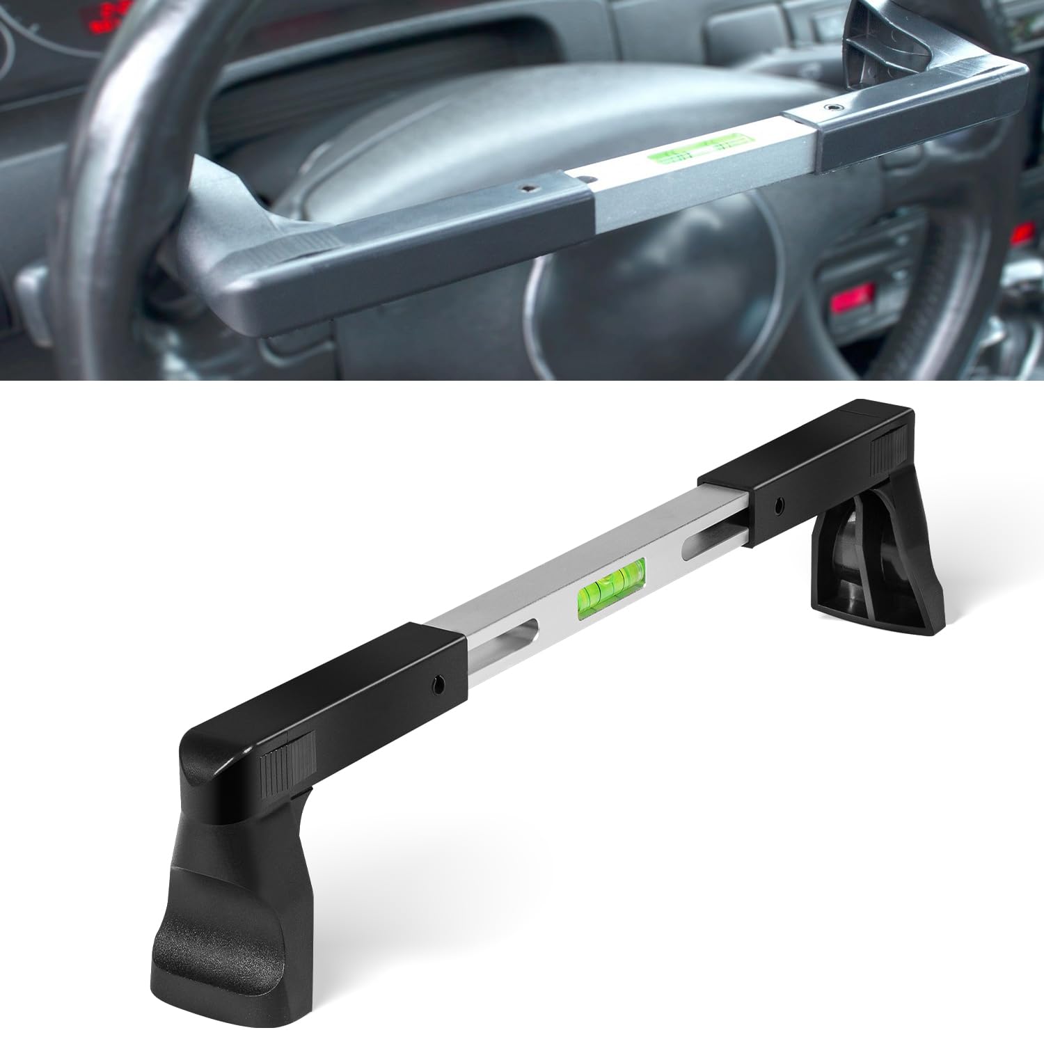 Photo 1 of Steering Wheel Level Alignment Tool - Steering Wheel Level Bar Tool - Universal Use for Passenger Cars, Vans & Trucks with Steering Wheel Internal Diameter 270mm-340mm, Spring-Loaded