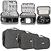 BUBM 3pcs Double Layer Electronic Organizer, Travel Gadgets Bag for Cables, External Flash Drive, Mouse, Memory Card, Power Bank and More, Compact and Multi-purpose, Denim Gray
