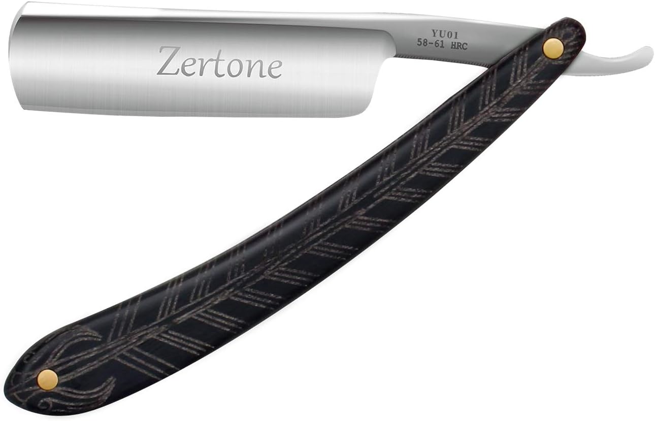Straight Razor Natural Wood Scale Handmade - Sharp, Carbon Steel Cutthroat Straight Edge Blade (Black)