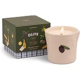Paddywax Bistro Hand Painted Scented Candle in Ceramic Reusable Food-Safe Jar with Gift Box, Soy Candle with Approx. 56 Hour Burn Time, Fig & Olive, 8 oz