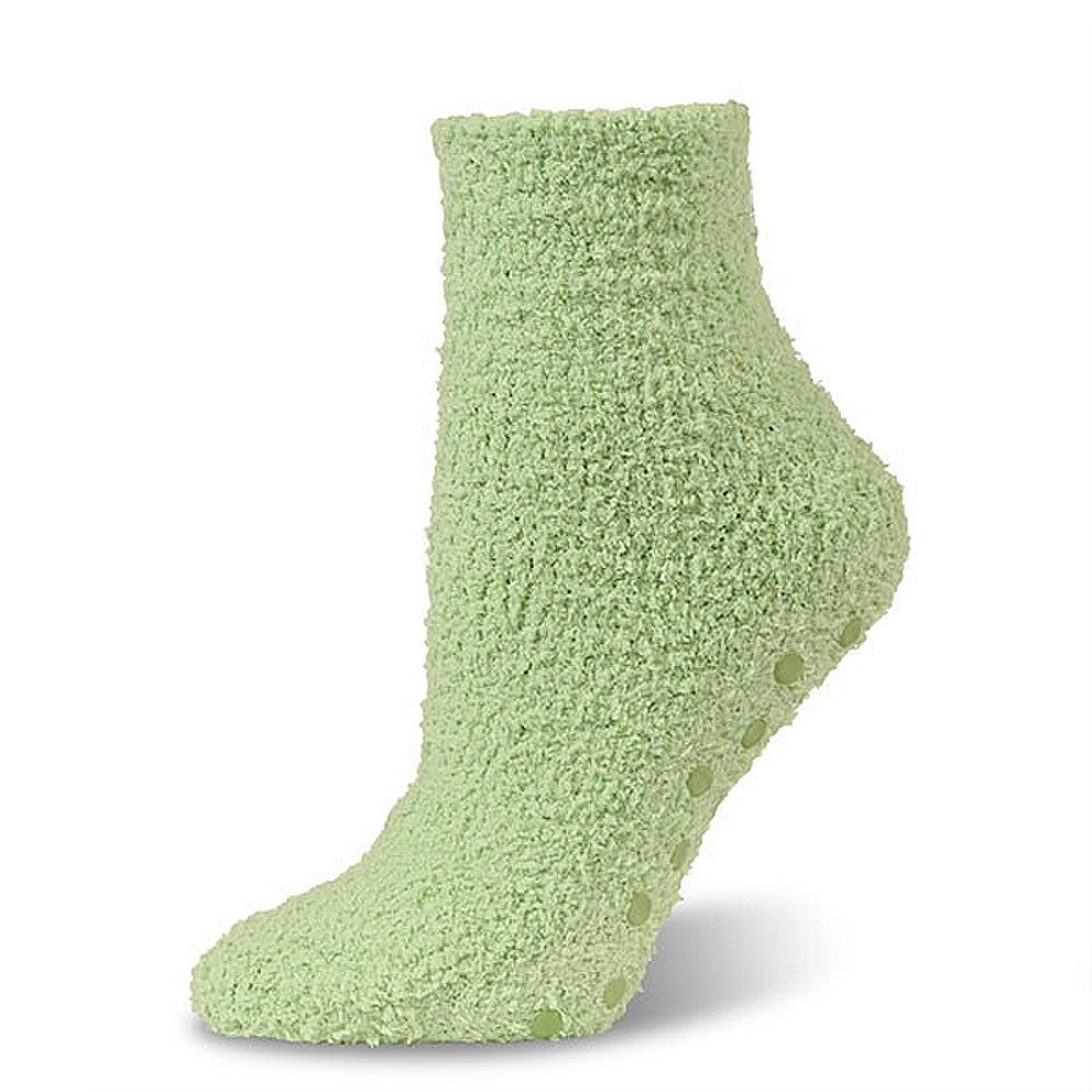Marshmallow Soft Unisex Green Fuzzy Spa Slipper Socks w/Nonskid Grips