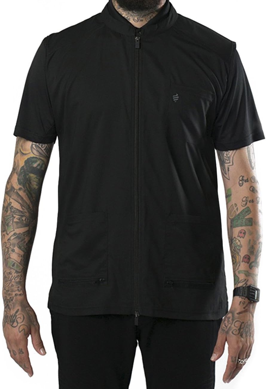 Barber Strong Barber Vest, Men's Hair Repellent, Lightweight & Breathable Mesh Side Panels, Sleeveless, 3 Pockets