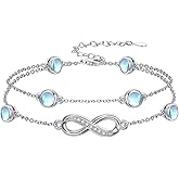 Dorunmo Anklet Bracelets for Women 925 Sterling Silver Infinity Anklets Bracelets Birthstone Jewelry Gifts for Mom Wife