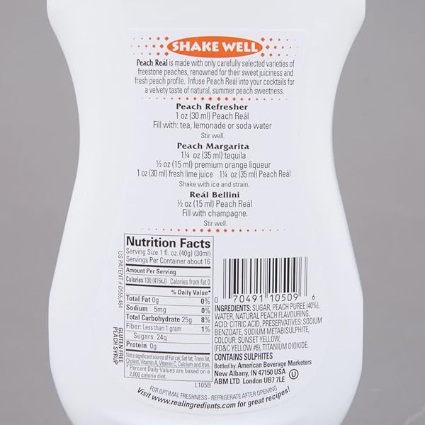 PEACH REAL 16.9 FL. OZ. INFUSED SYRUP
