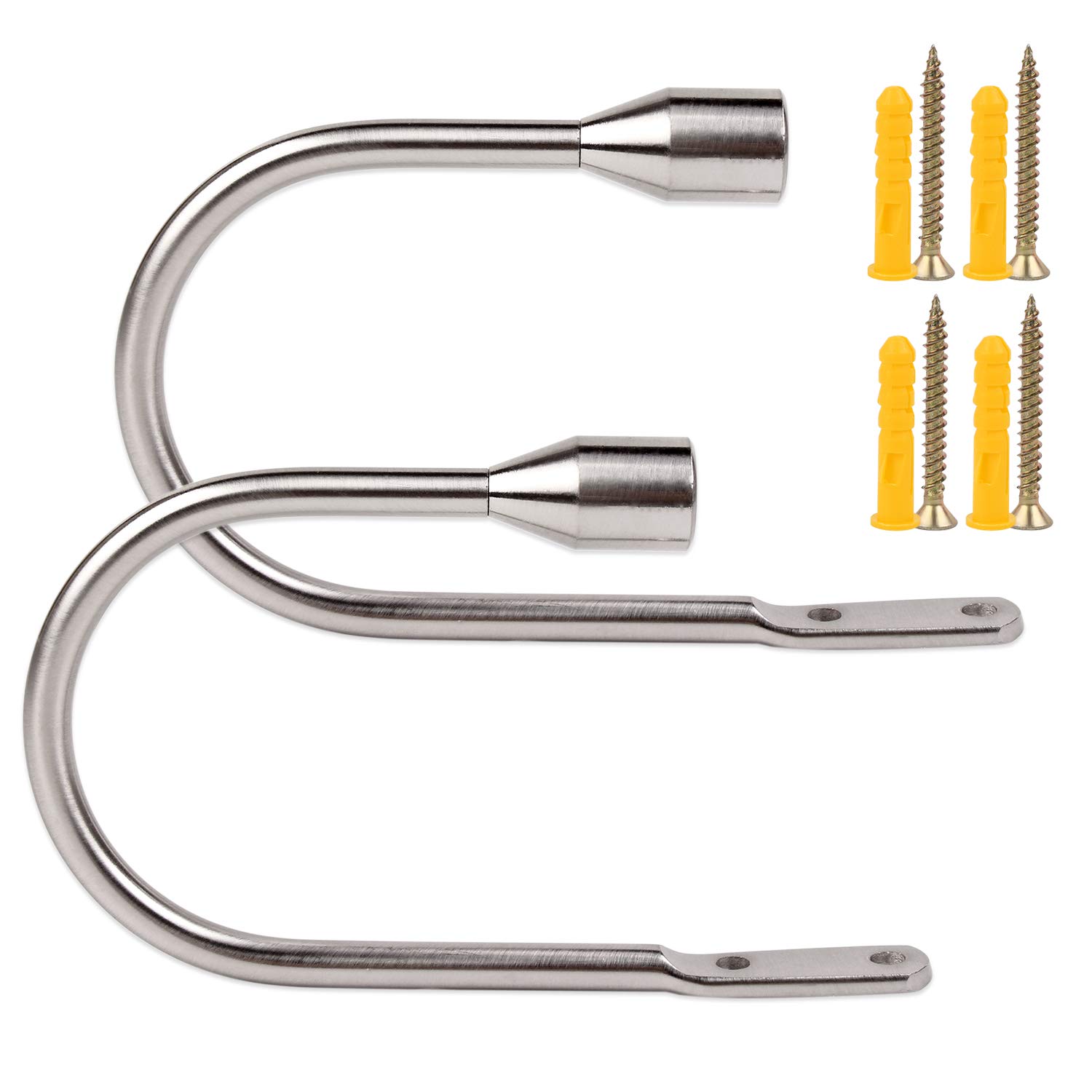 EGOERA Curtain Holdbacks, Curtain Drapery Holdbacks Tieback, Curtain U Metal Hooks Holder, 1 Pair Silver