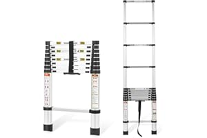 Telescopic Ladder, 8.5FT RIKADE Aluminum Telescoping Ladder with Non-Slip Feet, Portable Extension Ladder for Household and Outdoor Working,330lb Capacity