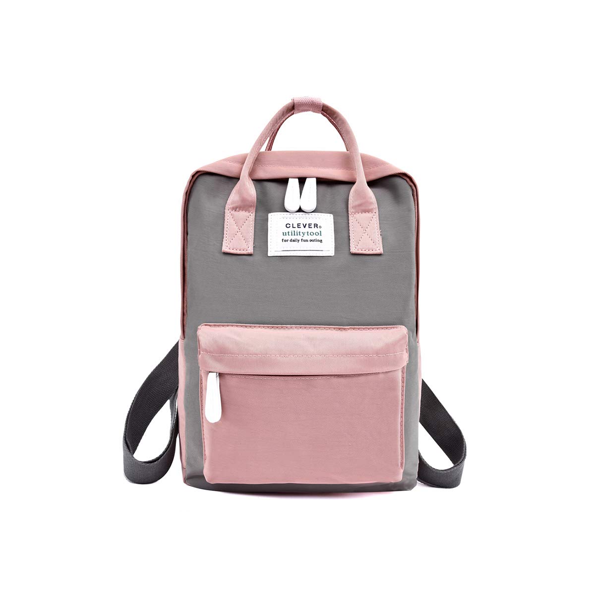 NICOLE & DORIS Ladies Backpack Casual canvas backpack for school women daypack splicing color waterproof fashion backpacks Gray and pink