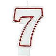 Amscan Bold Red & White Flat Molded #7 Candles - 3-Inch, 1 Piece - Eye-Catching Design - Perfect for Celebrations & Anniversaries