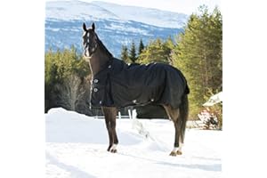 HORZE Nevada Heavy Weight 1200D Waterproof Horse Winter Turnout Blanket (400g Fill) - Black - 75 in
