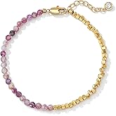 BENEIGE Bead Bracelet for Women, Layered Stone Mixed Bracelets 18K Gold Plated Dainty Handmade Link Bracelet Jewelry for Women,Party for Women