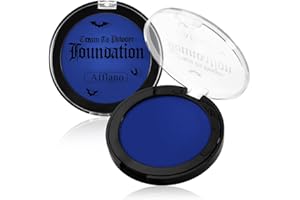 DE'LANCI Blue Face Makeup Foundation, Velcety Texture Blue Face Paint Makeup Matte Finish, Long-Lasting Waterproof Face Cream Greasepaint for Clown Avatar Vampire, Halloween Creepy Costume Makeup