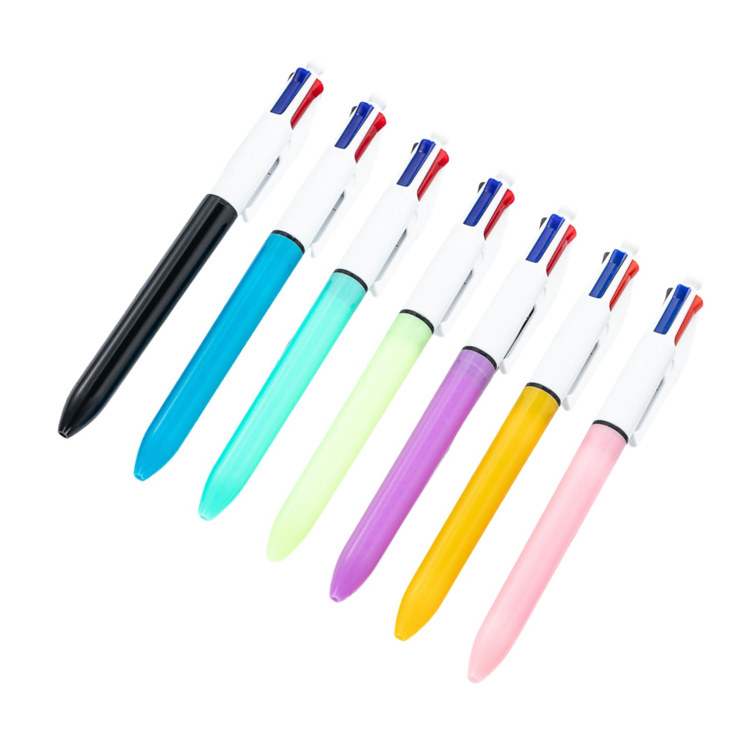 FUZVOL 7 PCS Retractable Ballpoint Pens,4-in-1 Ballpoint Pen,Multi Coloured Pens All In One,Medium 1.0mm Ballpoint Pens for Office Home School Students Children Gifts