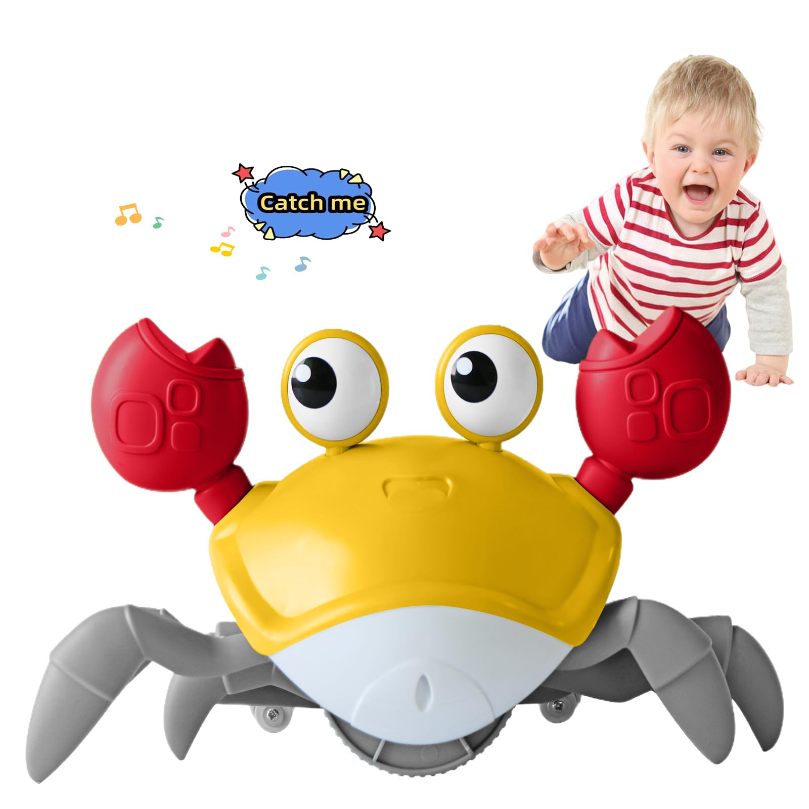 Photo 1 of FEELGUY Crawling Crab Baby Toy Fantastic Creatures Toys Infant Sensory Tummy time Toys 3 4 5 6 7 8 9 10 11 12 Babies boy Girl Learning Crawl 3-6 6-12 Walking Toddler Gifts for 36 Months Old (Yellow)