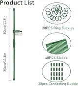 MEEYUU 20Pcs Plant Stakes 60cm Support Sticks for Indoor Outdoor Plants view 2