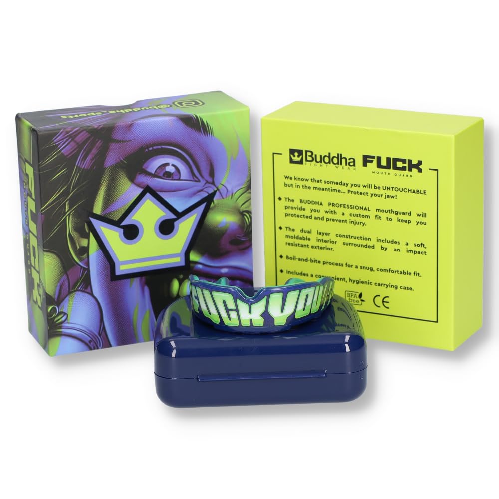 BUDDHA FIGHT WEAR Premium Mouth Guard for Adults & Children from 12 Years - Ideal for Contact Sports: Boxing, MMA, Rugby, Kickboxing, Judo & Hockey - Protective Sports Mouth Guard (Blue)