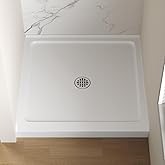 GOBESTRY Shower Base, 36" x 36" Anti-Skid Single-Threshold Shower Pan with Center Drainage, Non-Yellowing, for Three-Wall Ins