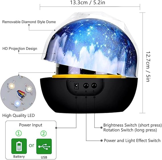 Luz de Nocturna Proyector Estrella Bebé Proyector Lámpara, 360 ...