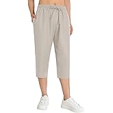 Weintee Women's Petite Linen Capris Capri Pants with Pockets